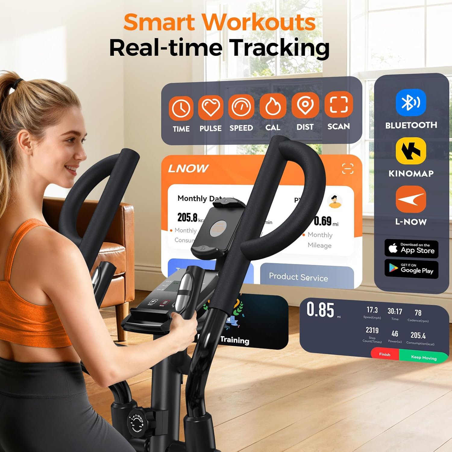 pooboo Elliptical Machine, Elliptical Exercise Machine with 16-Level Resistance&Quiet Magnetic Driving System, Elliptical Machine for Home with LCD Monitor,15.5-17IN Stride, 350LBS Weight Capacity