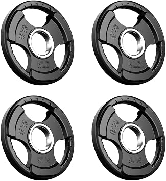 Olympic Rubber Grip Plates for Barbell, 2-Inch Weight Plates for Weight lifting and Strength Weights Training in Home & Gym