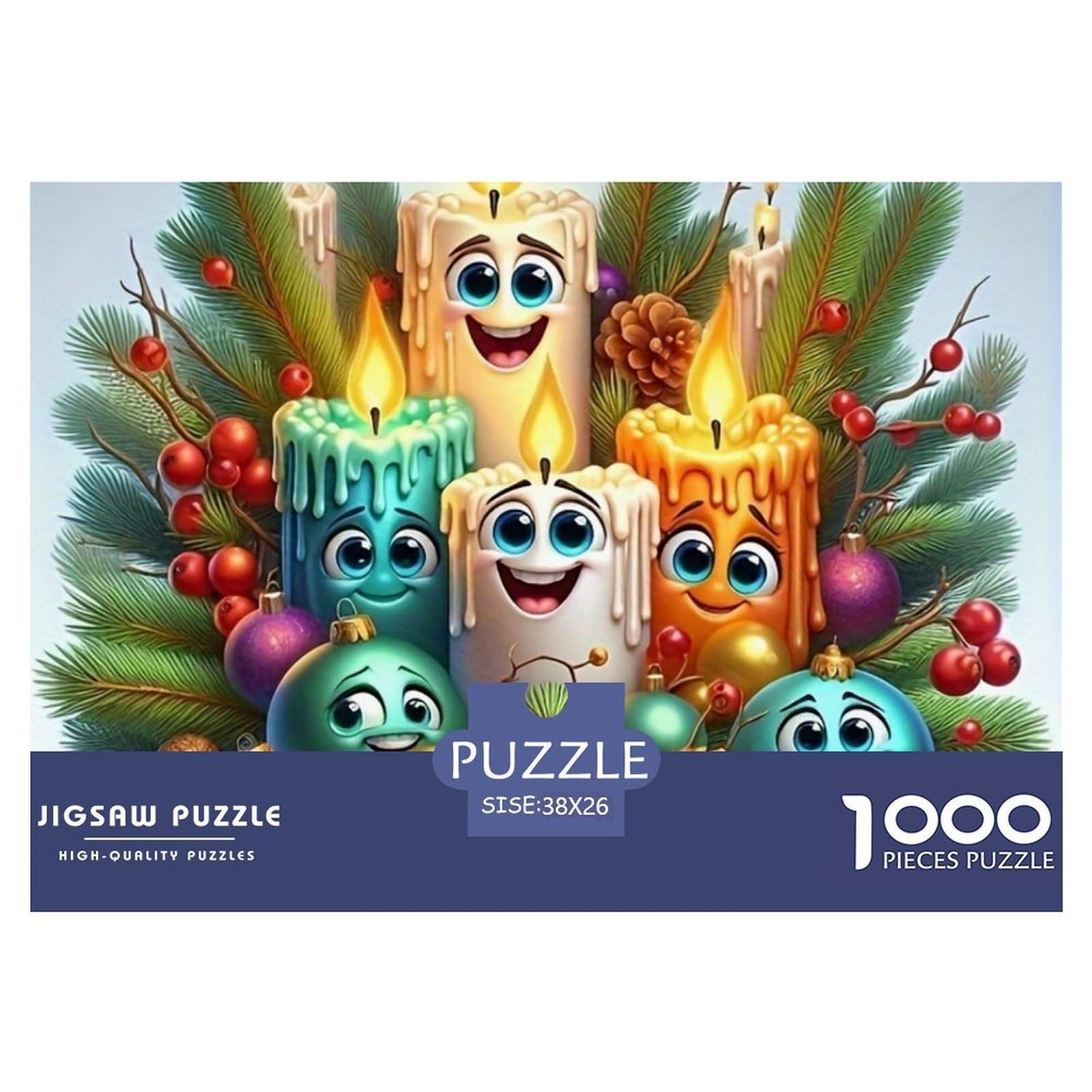 Christmas Candles 1000 Pieces Adult Jigsaws - Cute Candle Christmas Decor Suitable for Wall Decompression Fun And Challenging Family Game38x26cm/1000pcs — image 1