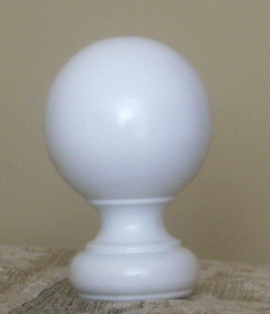 Wood Ball Finials for 1 3/8" Diameter Pole-1 Pair White