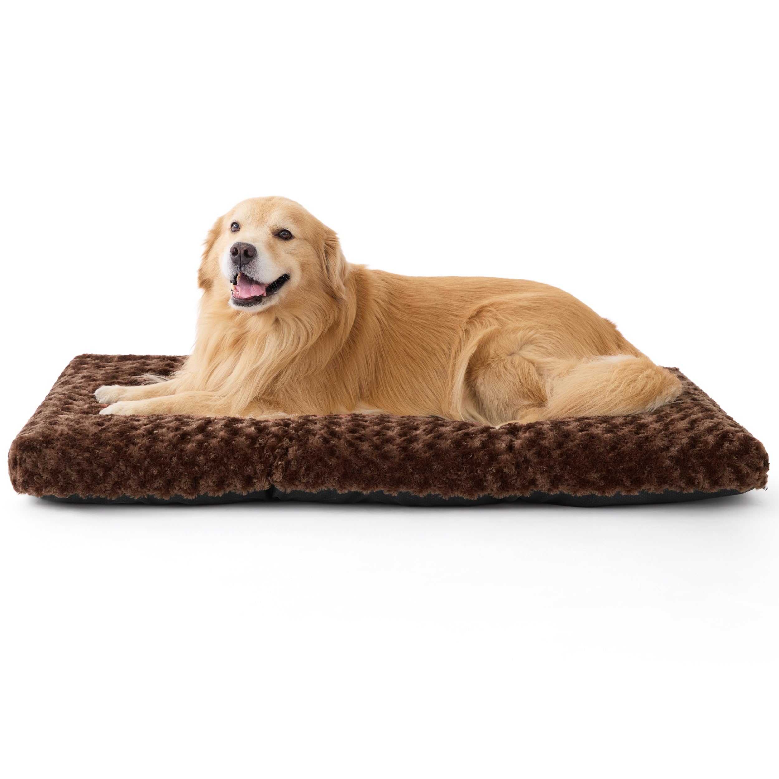 Bedsure Hundebett XXL Waschbar - abnehmbare Abdeckung hundematte, wirbelnde Hundekissen mit Sanfte Unterstützung, bürstenplüsch Hundematratze rutschfester, Hundebett für grosse Hunde, braun,119x74x9cm