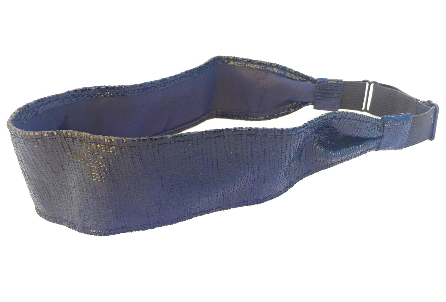 Wardani, 2" Lizard embossed suede leather headband, adjustable elastic (Brown)