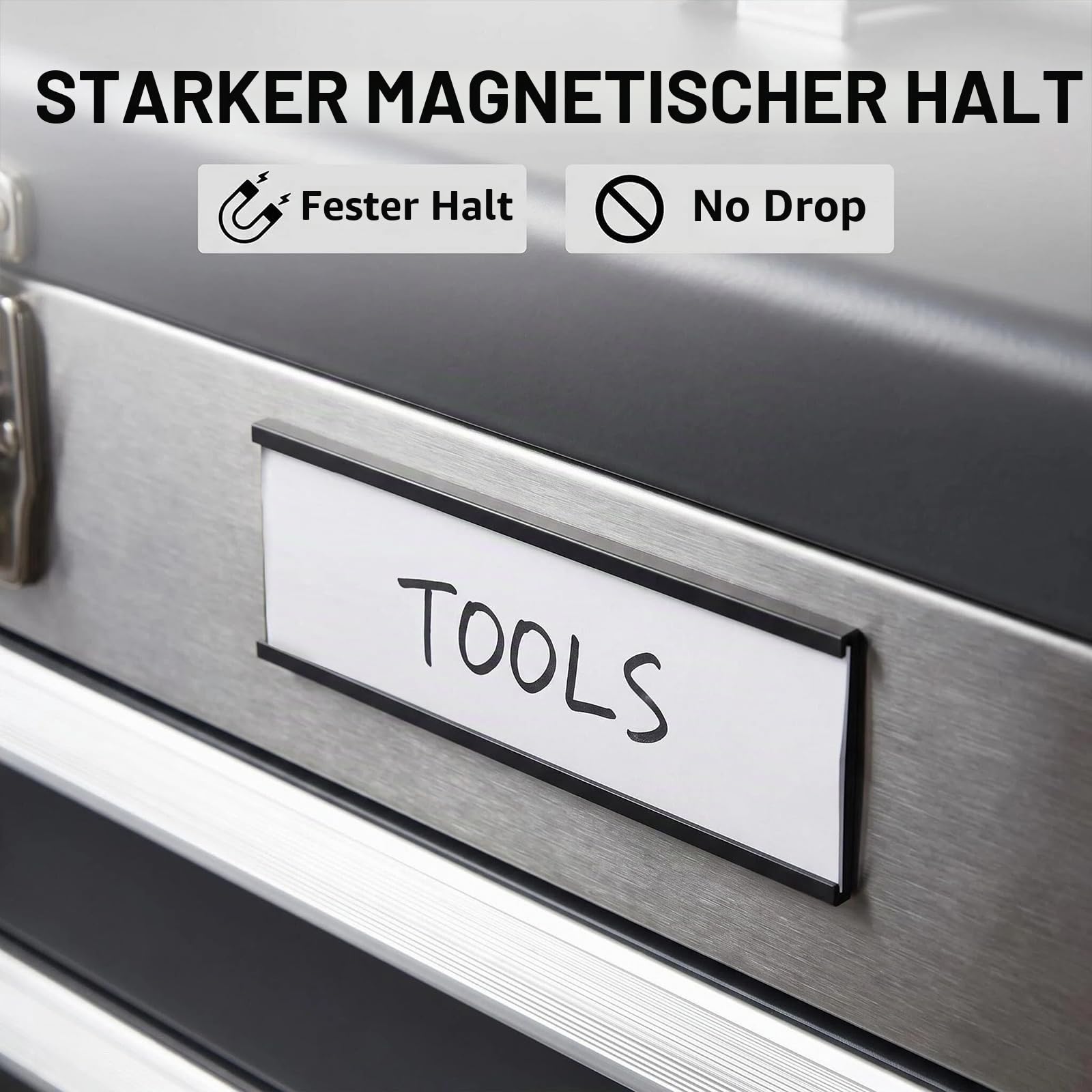 LLPT Magnetische Etikettenhalter | 50 Stück | 40MM x 100MM | Beschreibbare Magnet-Etiketten für Schule Büro Whiteboards Kühlschränke Magnettafeln (MH4150)