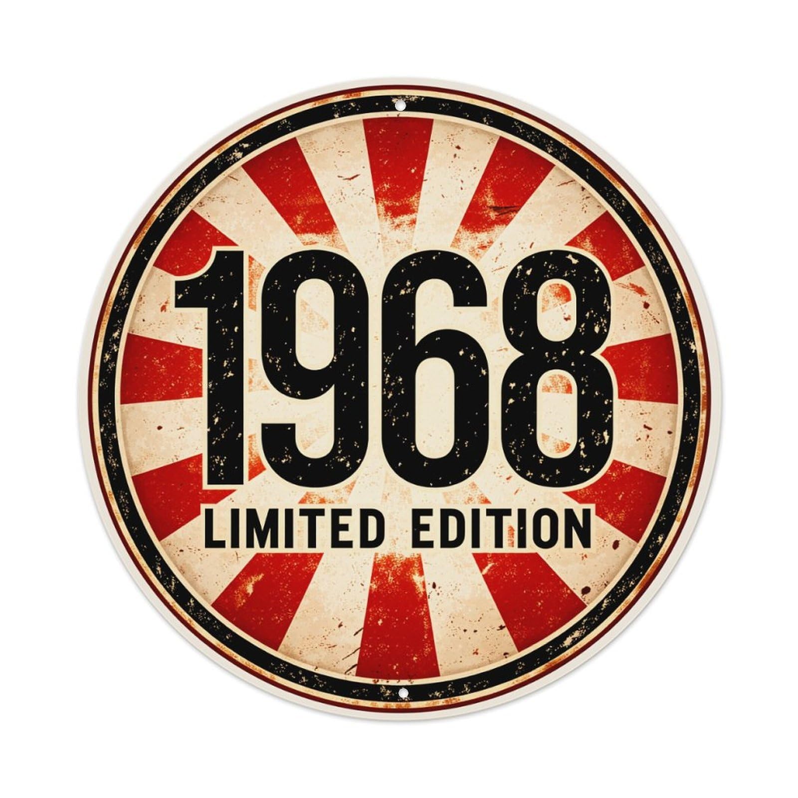 Red White Stripes Circle Text Round Tin Sign Retro Metal Sign for Cafe Bar Pub Home Game Room Gym Club Wall Decoration Vintage Metal Poster 8x8 Inch