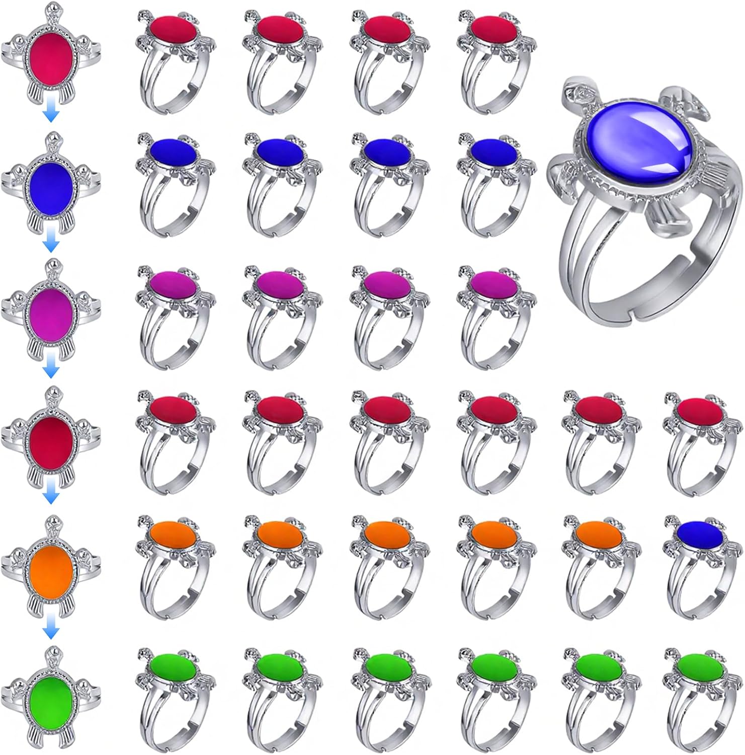 30 Pcs Mood Rings with Adjustable Tortoise & Mixed Color for Women Men | Changing Mood Rings for Women Men Party Favors Team Gifts Fashion Accessories