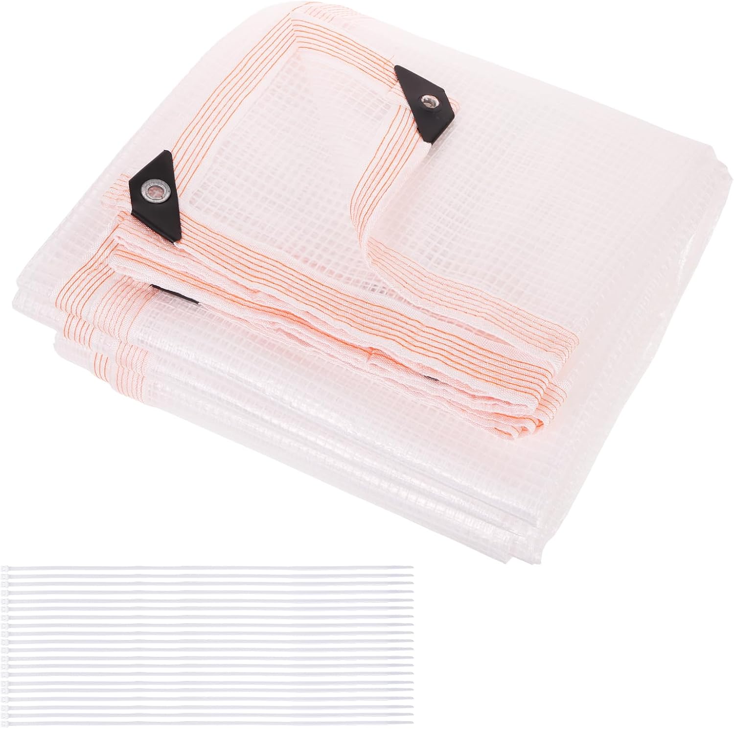 16x20ft Clear Greenhouse Tarp 11mil Thickness Heavy Duty Tarp with Grommets and Zip Ties,UV Resistant Waterproof Greenhouse Cover for Outdoors Garden, Farm & Chicken Coops