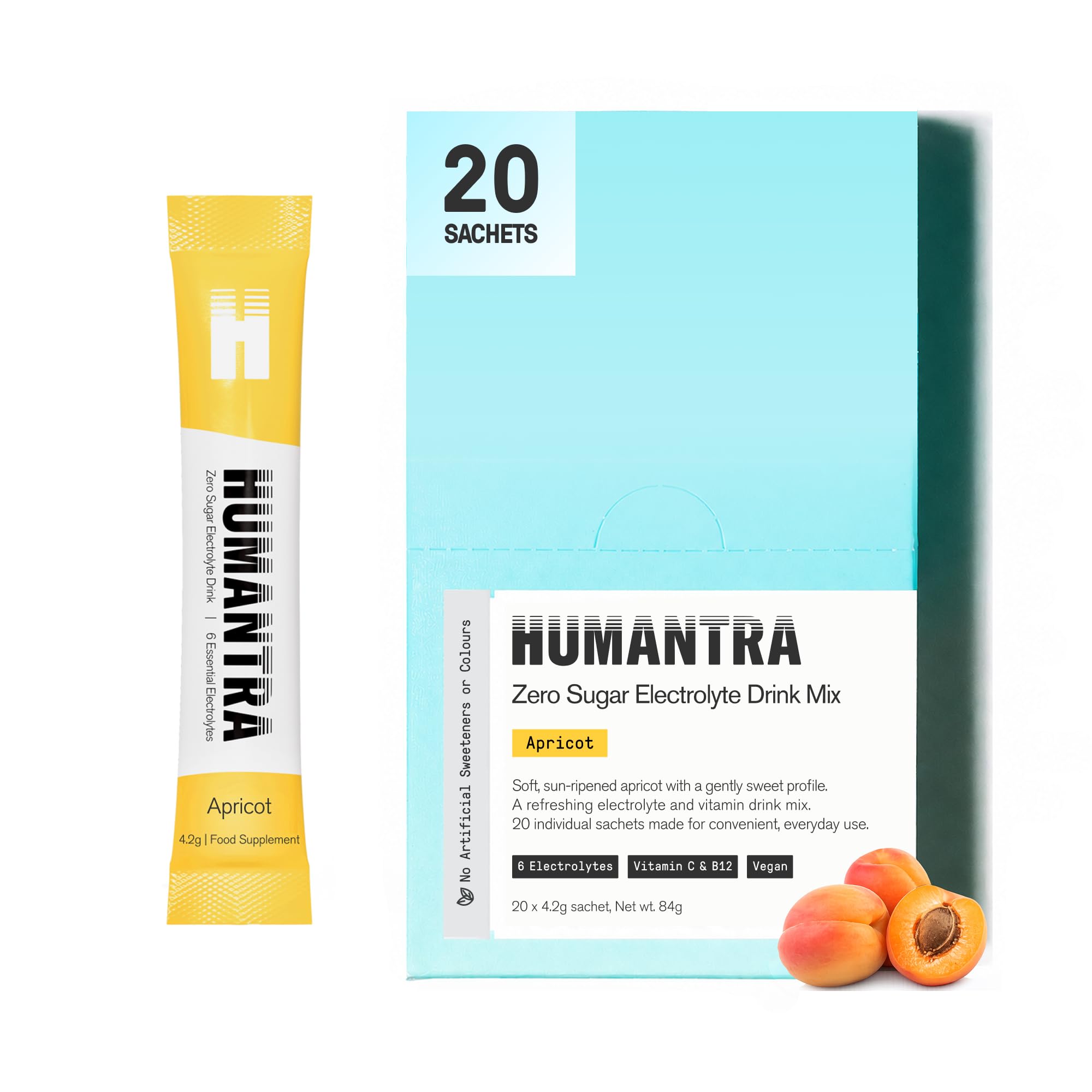 Humantra Electrolytes Powder Hydration Sachets - Apricot, 20ct