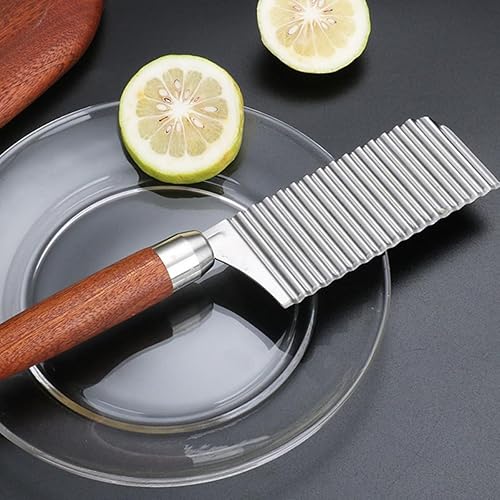 Miniatura 5 de Stainless Steel Crinkle Potato Cutter Wavy Blade French Fry Chopper Kitchen Gadget for Veggies Carrots and Waffle Fries Easy Slicing Design