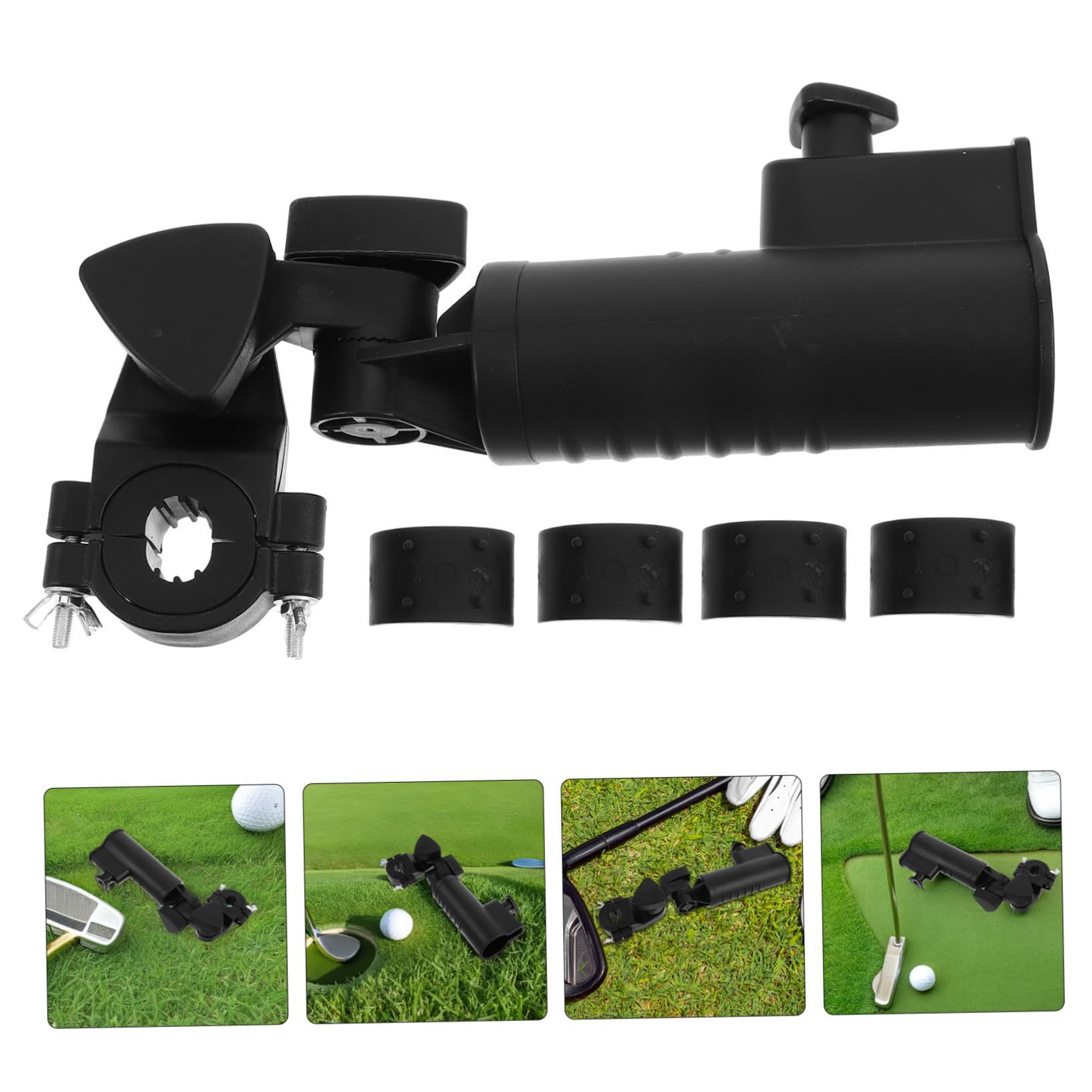 2 Stück Golf Trolley Regenschirmhalter Robuster Schirmhalter für Golftrolley mit Festem Clip Schnelle Montage Wetterfester Golfwagen Schirmständer für Organisiertes