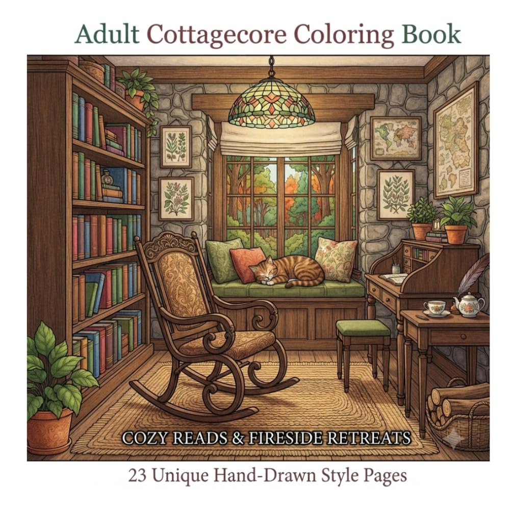 Adult Cottagecore Coloring Book: Cozy Cottagecore: A Relaxing Coloring Book for Adults