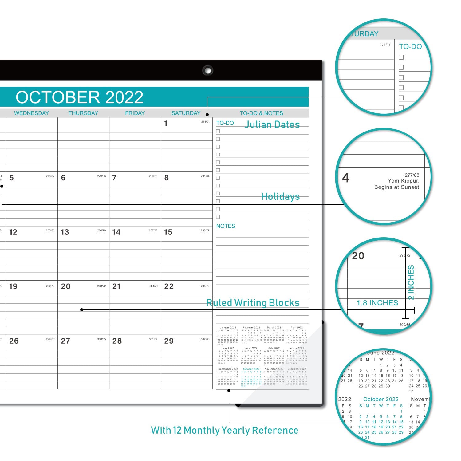2022 Desk Calendar Large Desk Calendar 22" x 17", Desk Pad Calendar