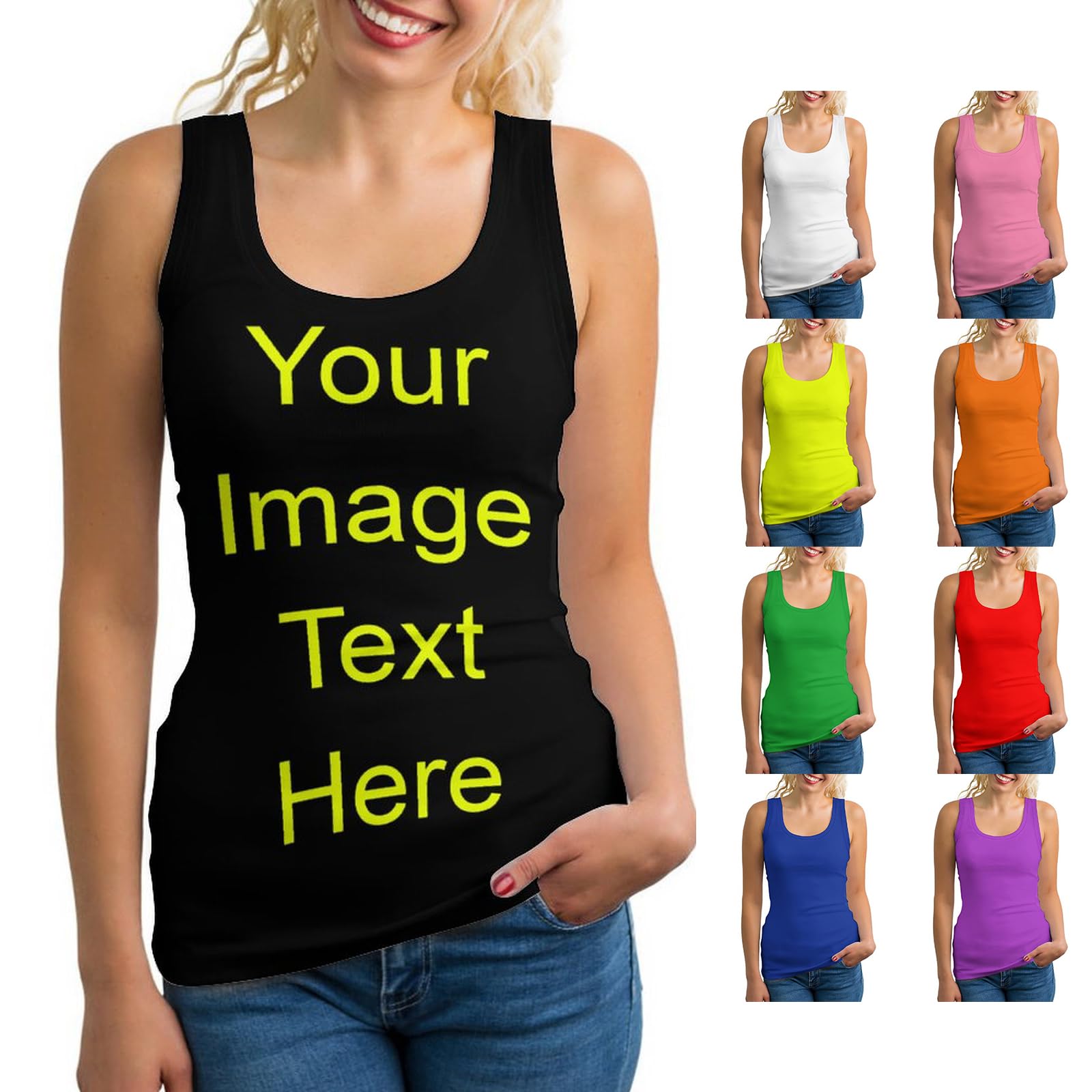 Lihakab Women's Style 1 Personalised Sports Bra Tank Top For Custom Crop Top Personalised Yoga Top Running Vest Sleeveless Shirt For Gym Vest