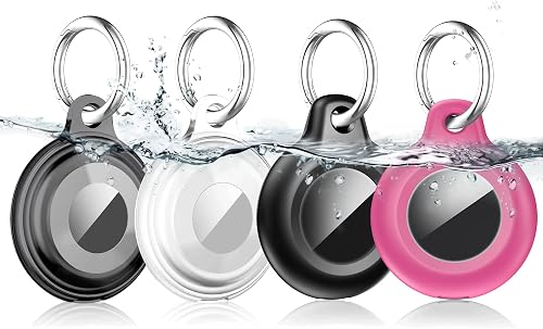 Lanteso 4-Pack Waterproof AirTag Holder Case with Keychain