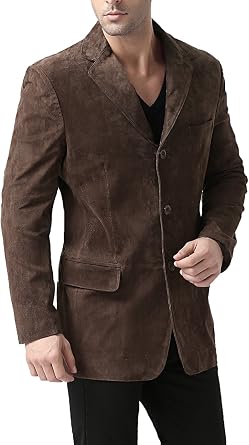 BGSD Men Robert 3-Button Suede Leather Blazer Sport Coat Jacket Also available in Big and Tall and Short