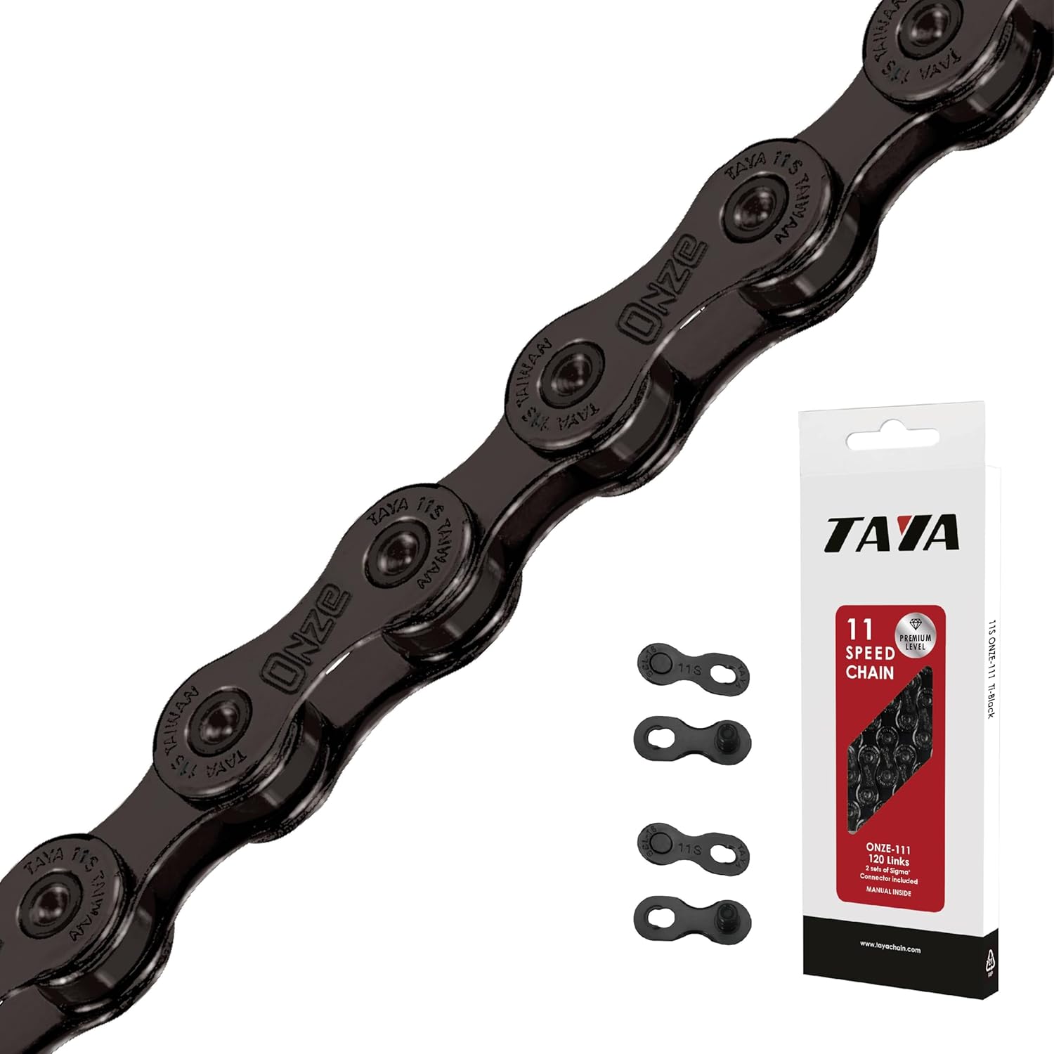 TAYA ONZE-111 11-Speed Bike Chain, 120 Links, Ti-Black, Durable and Smooth Shifting, for Gravel and MTB