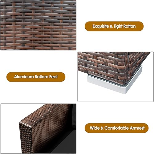 Miniatura 9 de COSTWAY Juego de muebles de ratán de patio de 3 piezas, sofá de conversación acolchado negro