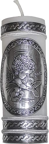 Miniatura 2 de Kit de bautismo católico con toalla, vela, rosario y carcasa de metal para niños y niñas. Hecho a mano en México para regalo católico y padrinos.