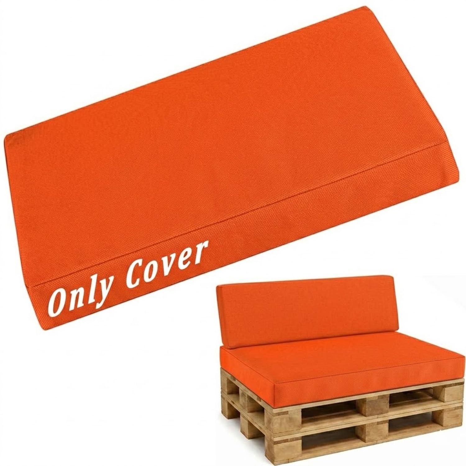 Replacement Pallet Cushion Covers 120×80 60×40 120×60 120×40, Waterproof Oxford Patio Furniture Slipcover with Zipper, Wedge Backrest Outdoor Sofa Protector(Orange,Back 100x40cm)