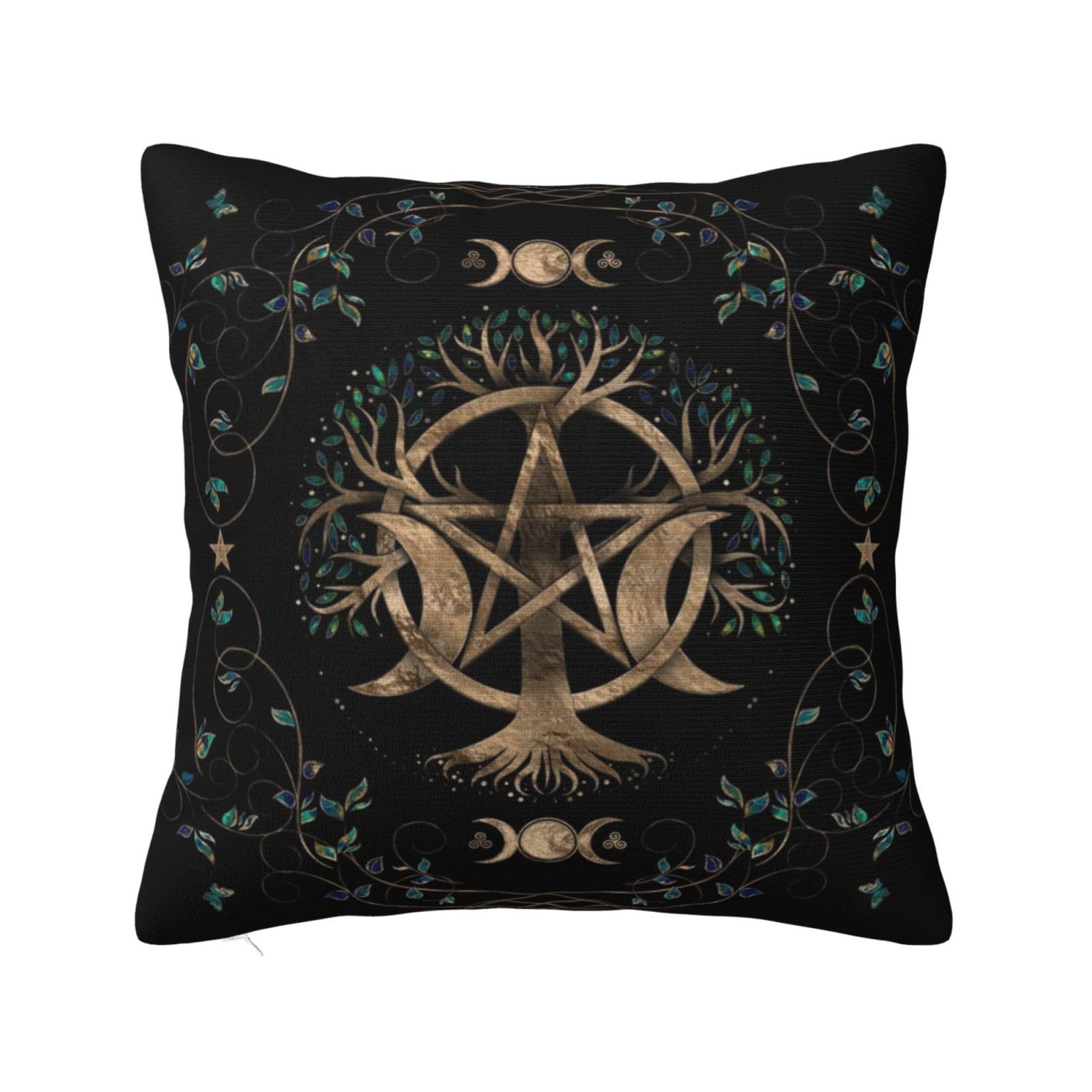 Throw Cushion Cover Triple Moon Goddess Wiccan Witch Pentagram Pentacle Square Pillowcase Soft Pillow Case Colorful Throw Pillow Cover For Home Decor, Birthday Gifts, Gifts, 45X45Cm