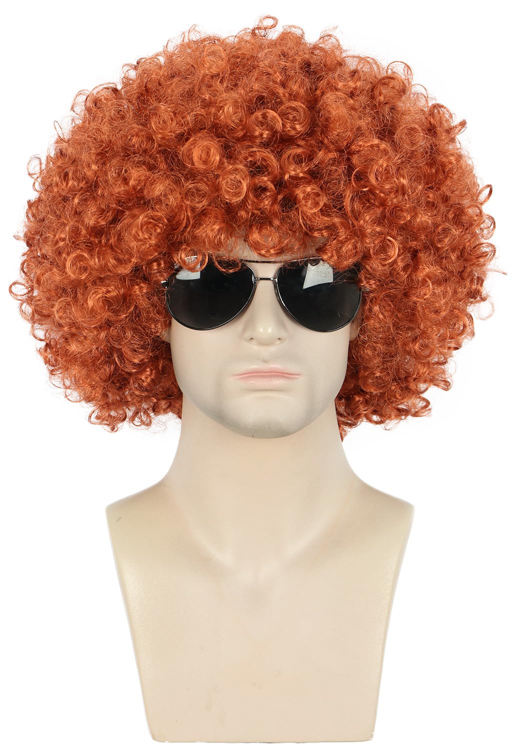 karlery Men Women Afro 70s 80s Short Curly Orange Rocker Party Wig California Halloween Costume Cosplay Wig