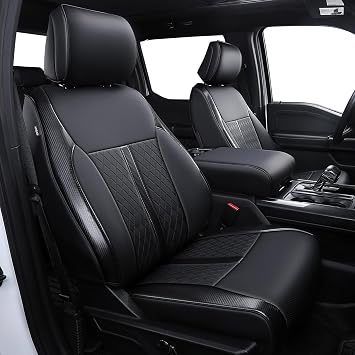 Fit for 2021-2025 Ford F150 F250 F350 F450 XL XLT Car Seat Cover,Full Coverage Car Seat Covers Full Set,Faux Leather Luxury Seat Covers,Custom Waterproof and Comfortable Seat Covers for TrucksBlack