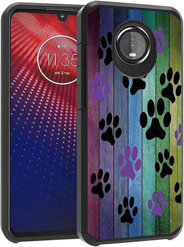 Funda para Moto Z4 Moto Z4 Play, diseño de tablero de madera rústica, resistente 2 en 1, de doble capa, policarbonato duro híbrido y silicona suave