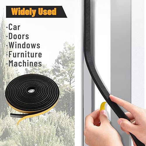 Miniatura 6 de Weather Stripping Door Seal Self Adhesive Seal Strip High Density Foam Tape for Insulating Door Frame, Window, Air Conditioner (1/2 ''x 1/4 '' x