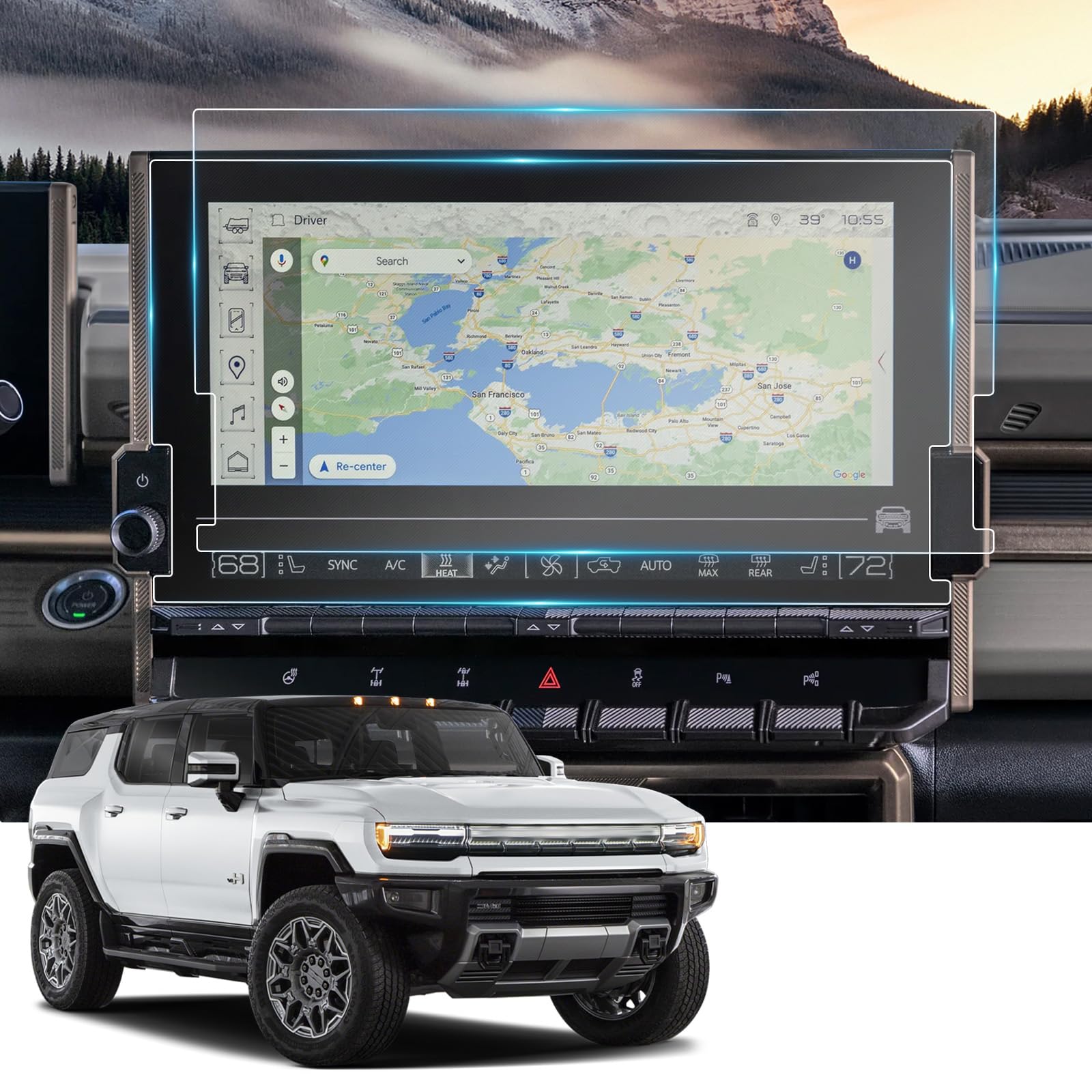 YEE PIN Compatible with 2025 GMC Hummer EV Screen Protector for 2025 Hummer EV Accessories Screen Protector for 2024 2025 GMC Hummer EV SUV 3X/2X 13.4 Touch-screen Nano Protective Film 2 Pack