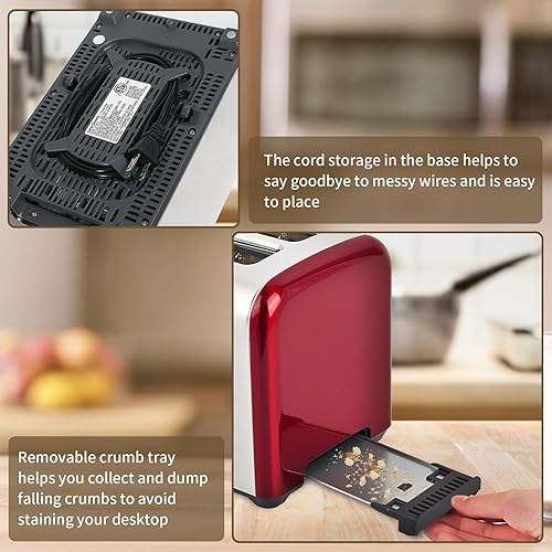 Miniatura 5 de SEEDEEM Tostadora de 2 rebanadas, tostadora de acero inoxidable con control táctil completo, pantalla LCD, velocidad de calentamiento 50% más