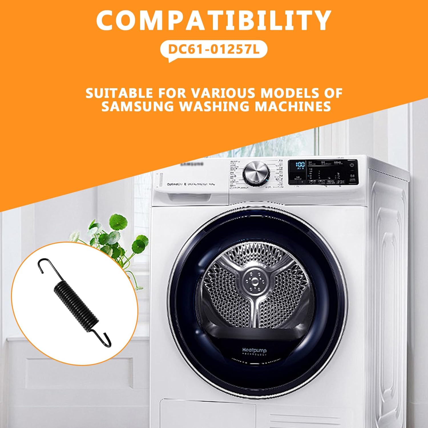 DC61-01257L Washing Machine Suspension Springs Fit for Samsung Washing Machines, Samsung Washer Replacement Parts Replaces DC61-01257G, 1 PACK