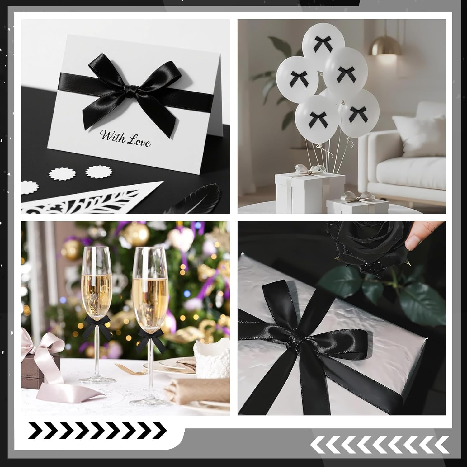 120 Pcs Mini Black Bows for Crafts with Self-Adhesive Dots, 1.57" Small Satin Ribbon Bows for Gift Wrapping Cake Decorations Sewing Scrapbook Card Making Wedding Bow Party Decoration - Image 4