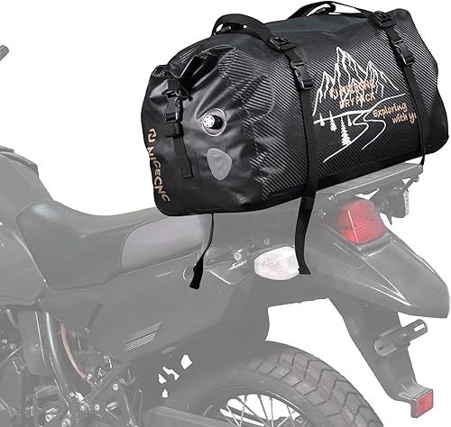 Miniatura 9 de NICECNC Bolsa de lona seca impermeable 66L, 500D PVC Tail Bag, Tronco, Equipaje universal de viaje de motocicleta, Negro