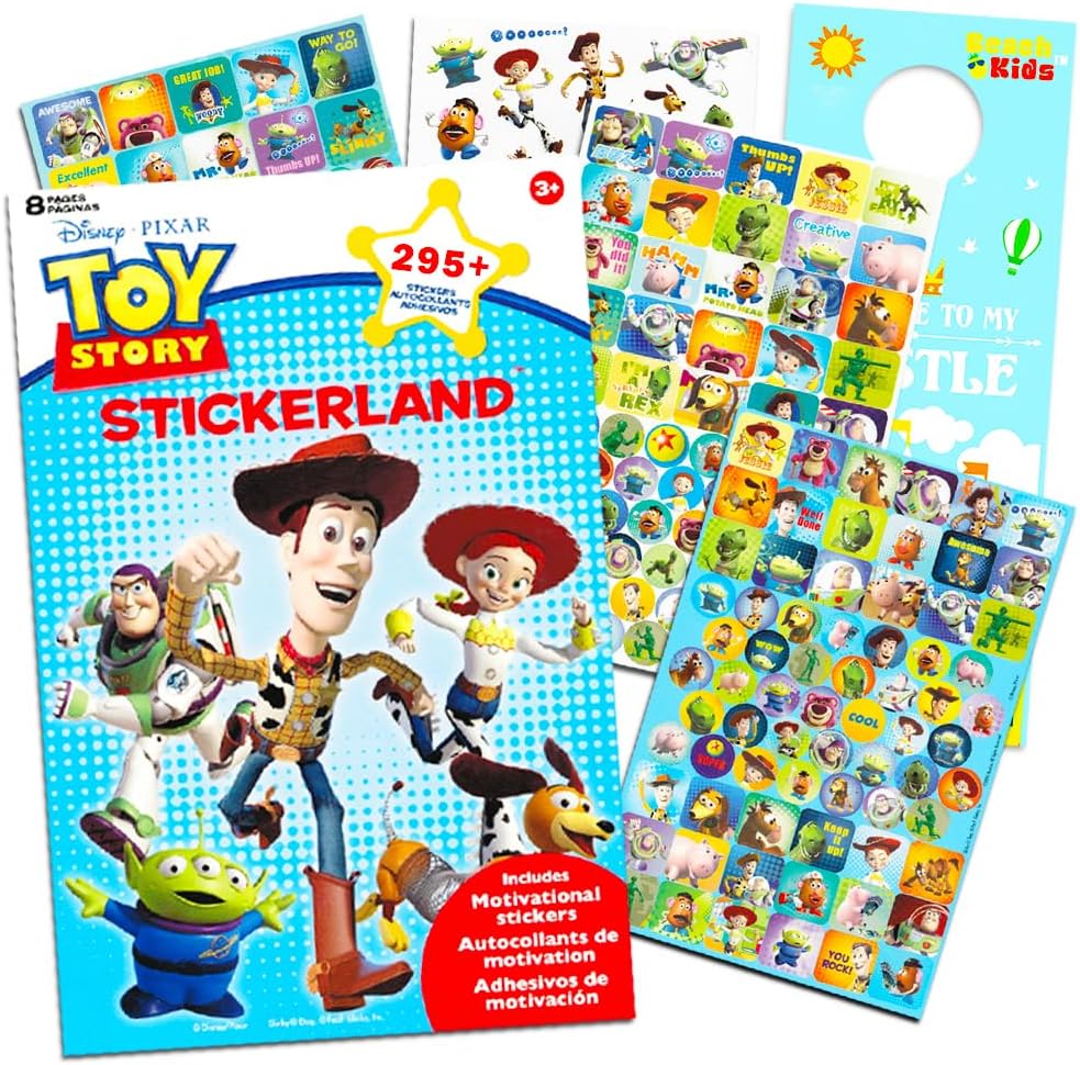 Disney Pixar Toy Story Party Favors Stickers Pack ~ Bundle with 295+ Toy Story Stickers, 4 Sticker Sheets (Toy Story Party Supplies)
