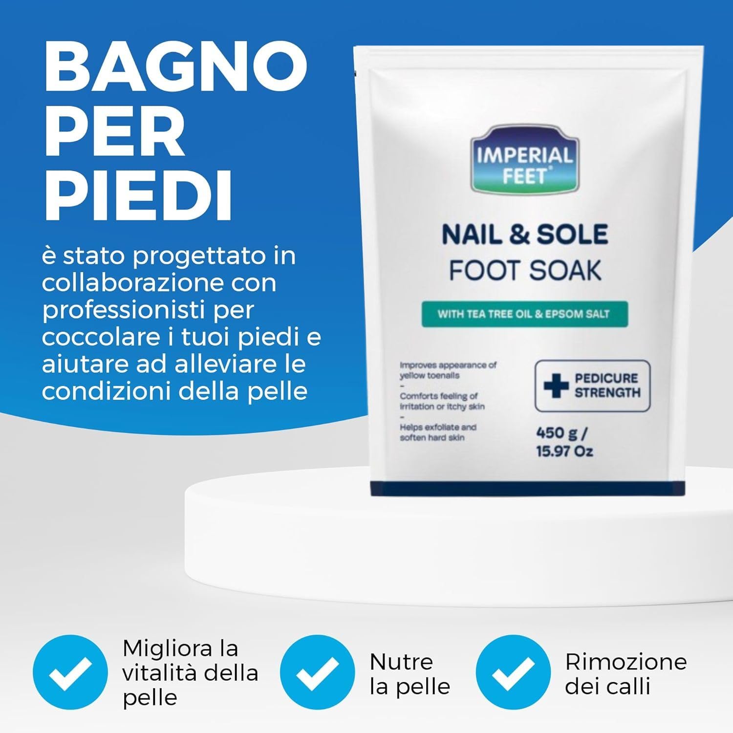 Pediluvio di Qualità con Olio di Tea Tree e Sale di Epsom | Trattamento Anti Funghi per Unghie e Piede d'Atleta | Idratante e Deodorante | Esfoliante