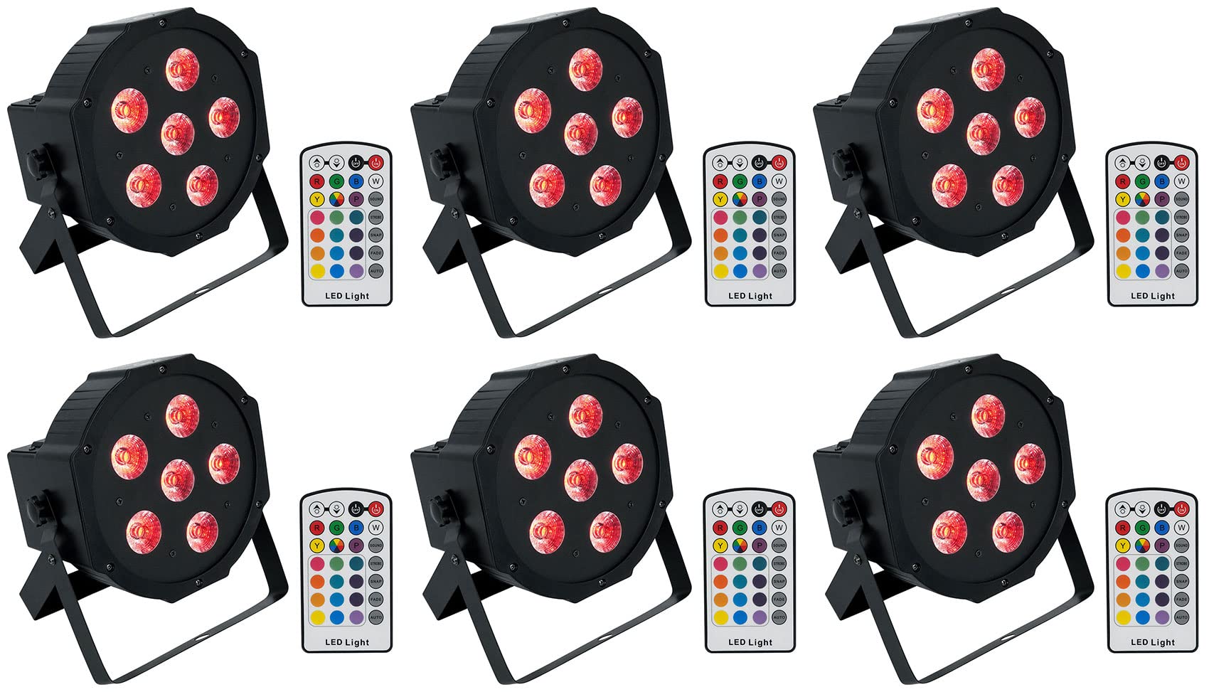 6 Rockville Battery PAR 6RF Rechargeable RGBWA+UV Wireless DMX Lights+RF Remotes