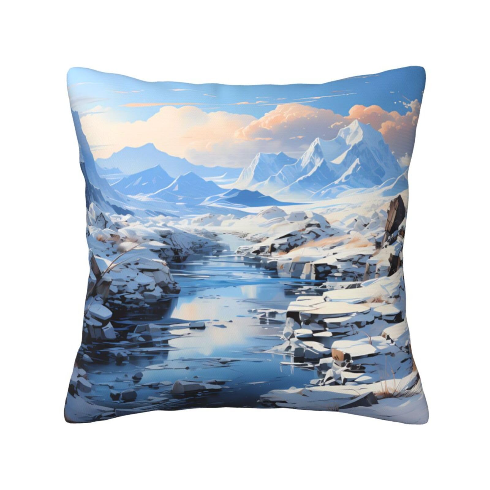 SXZVVBN Snowy Mountain SceneryDecorative Square Sofa Cushion Covers