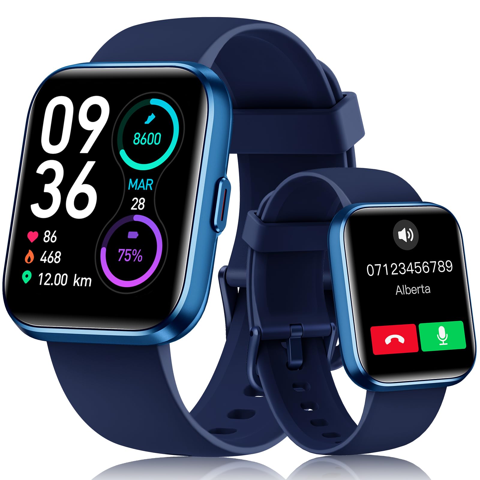 aeac ENOMIR Smart Watch for Women Men with Bluetooth Answer/Call,Alexa Built-in 1.8'' HD Touch smartwatch with 100+ Sport Modes 24H Steps/Calorie/SpO2/Heart Rate/Sleep Monitor,Fitness Watch (Blue)