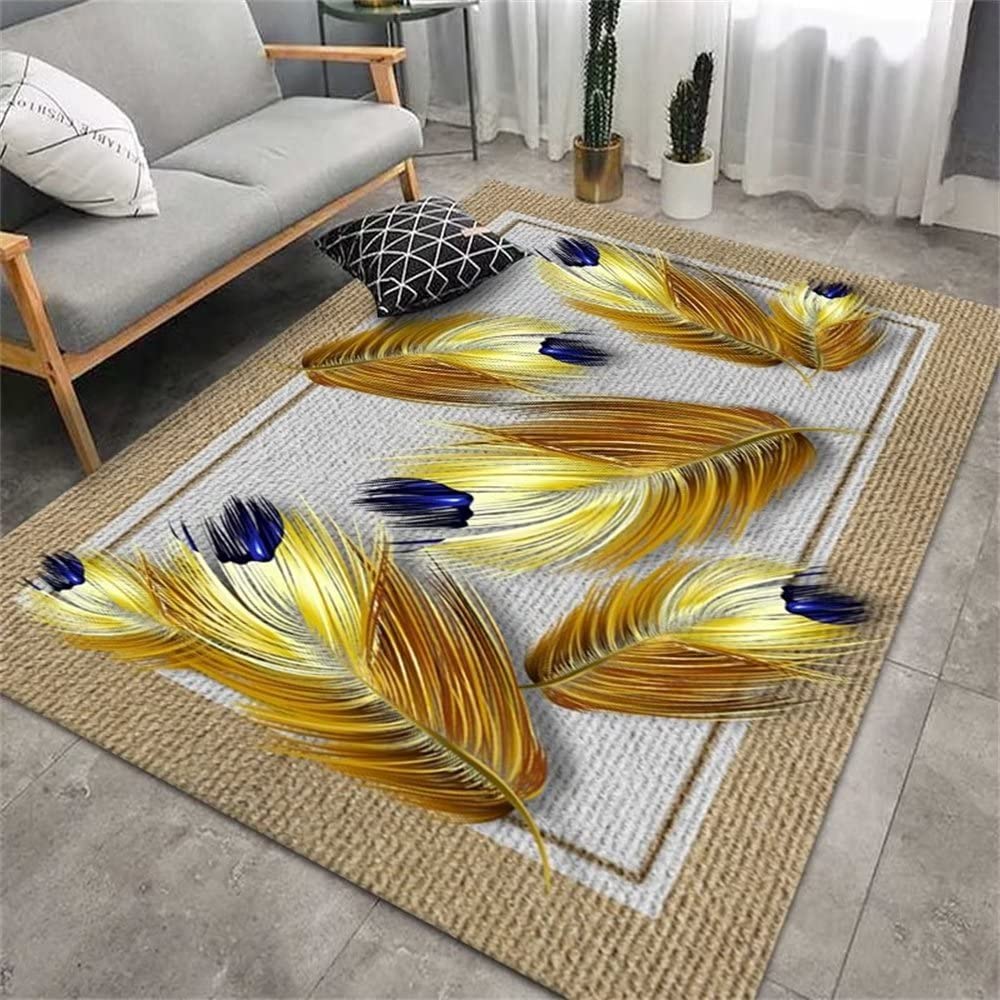 Tapis entrée antidérapant moderne plume dorée pour sécuriser et sublimer vos sols