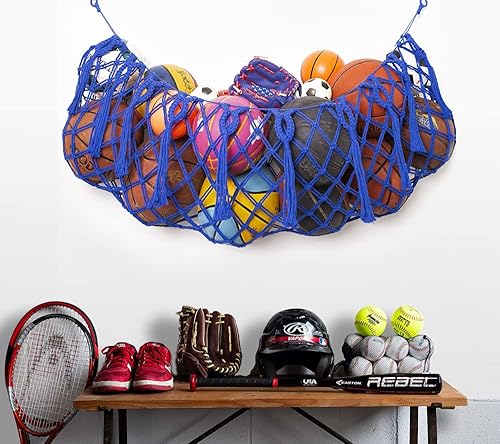 Miniatura 2 de Diocos Red de almacenamiento de pelota deportiva, hamaca para garaje, cesta colgante, red organizadora para balones de baloncesto, voleibol, fútbol,