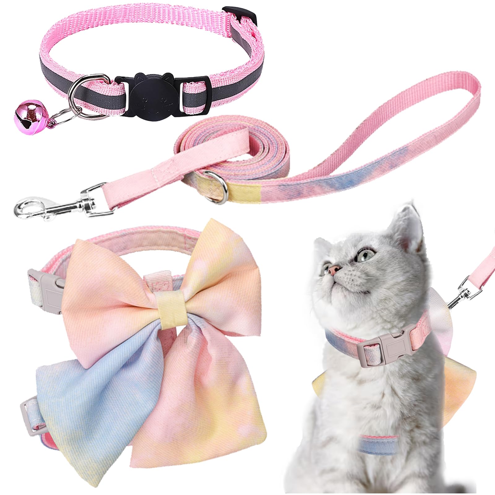 DKDDSSS Arnes Gato, Arnés para Gato, Arnes Gato Antiescape, Arnes Gato Ajustable Antiescape, Arnés de Gato, Gatos Accesorios, Collar Gato, Correa Gato 150cm, Arnes para Gatos para Caminar, Entrenar