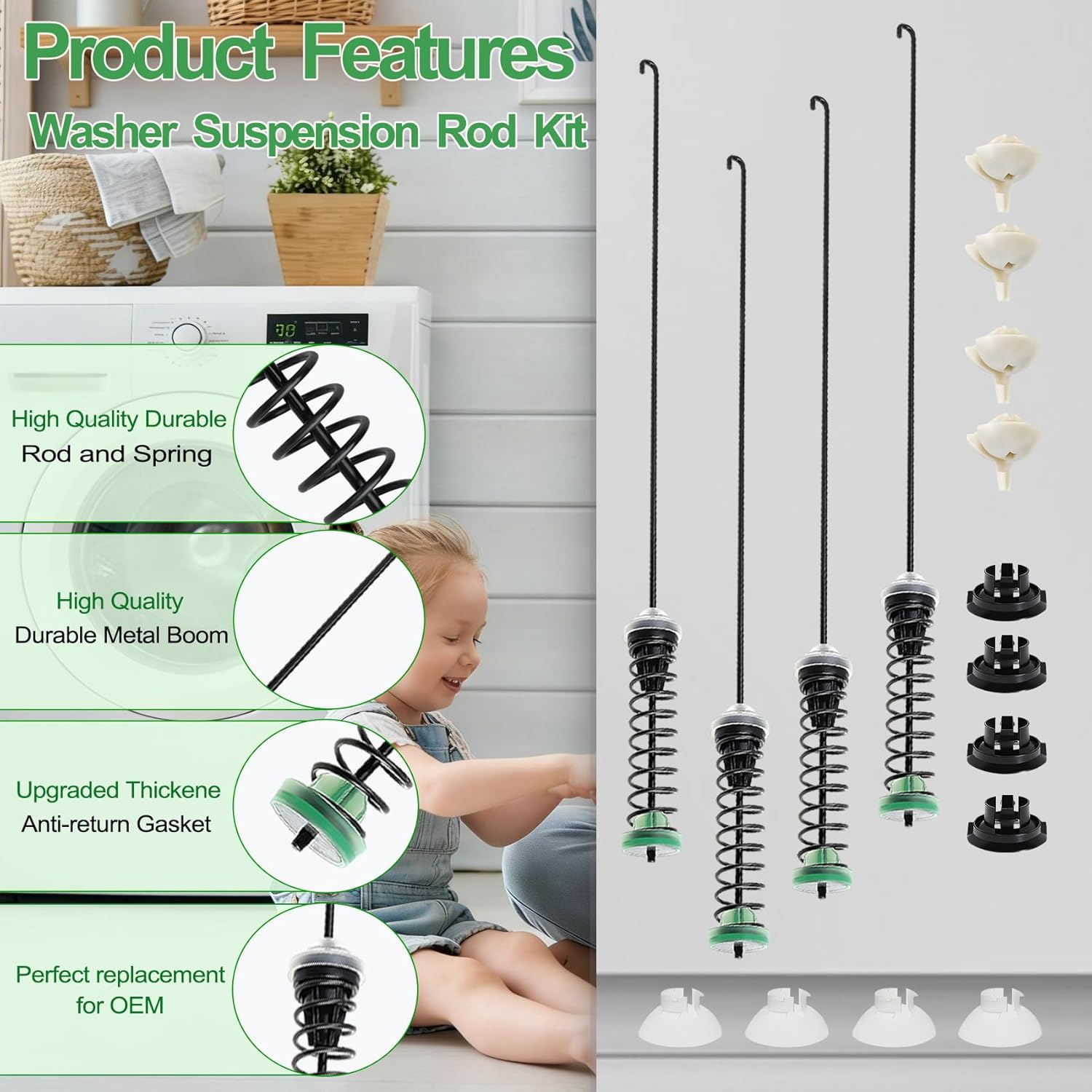 MVWC565FW3 MVWC555DW Washer Suspension Rod, Fit for Ken-more Whirl-pool May-tag Cros-ley Washer 7MMVWC565FW0 WTW5000DW3 MVWX655DW0 MVWX655DW1 MVWC565FW3 MVWC565FW1 WTW5000DW1