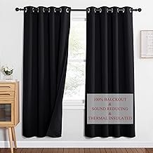 NICETOWN Warm Curtains for Winter, Noise, Light, and Thermal Insulation Blackout Curtains for Theater/Studio, Thick and Heavy-Duty Drapes for Necessary Privacy (52" Wide x 72" Long, Black, 2 PCs)