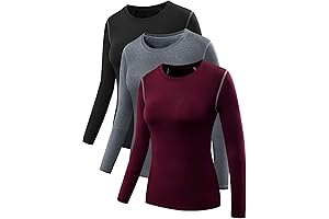 NELEUS Women's 3 Pack Athletic Compression Long Sleeve T Shirt