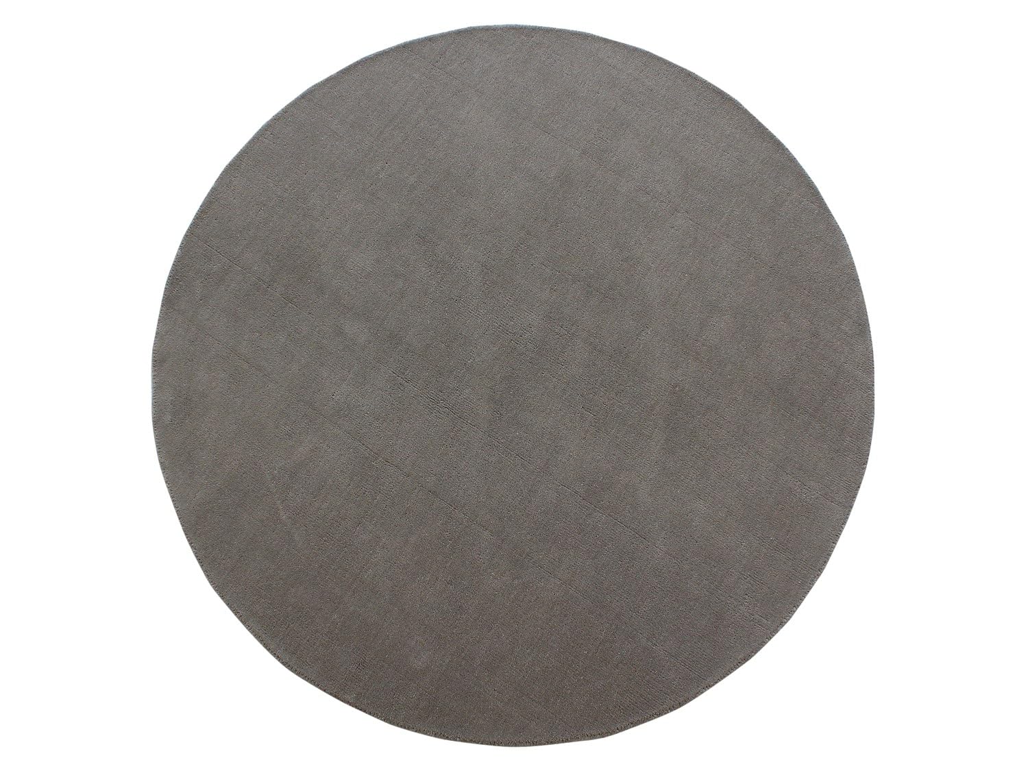 Vente-unique OZAIA - Tapis Rond 100% Laine tissé à la Main - D. 200 cm - Taupe - 1800g/m² - Selina