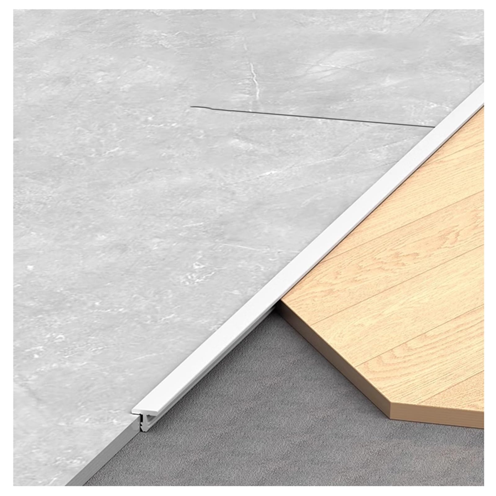 T-Profile Aluminium Threshold Strips Laminate Floor Strip, Pack of 3, 100cm/39.3" Edging Trim Strip for Home Door Floor(White,15.0mm/0.59in)