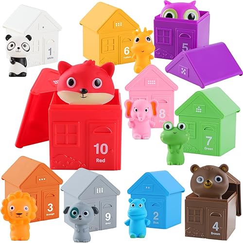 Juguete de aprendizaje para niños pequeños de 1, 2 y 3 años, 20 marionetas de dedos de animales del bosque, conteo Montessori, juegos de motor fino