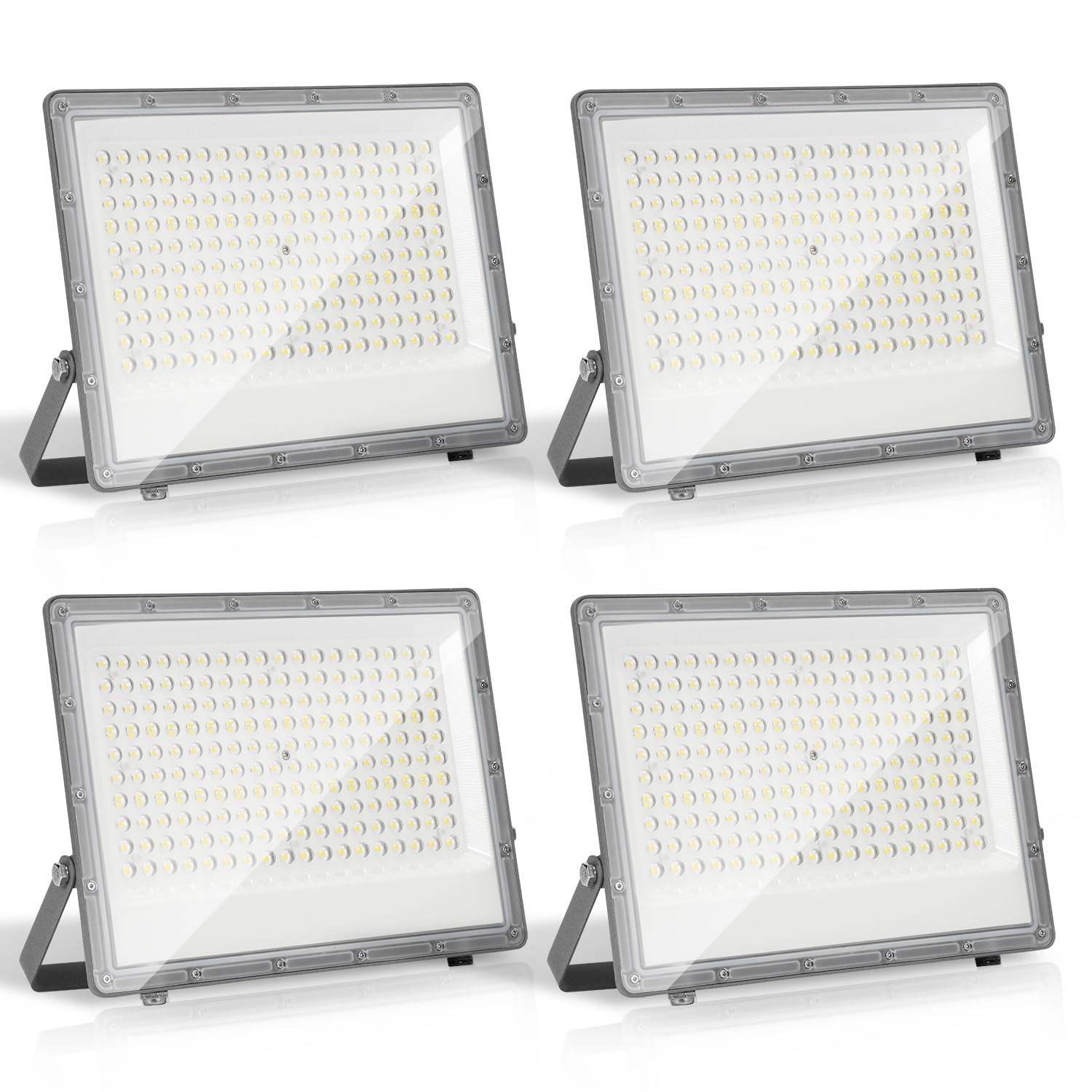 LED Strahler Außen, 4x150W Superhell 14850LM LED Strahler 6000K Kaltweiß, Verstellbarer 180° Halter, IP65 Wasserdicht für Außenbeleuchtung (kein Stecker)