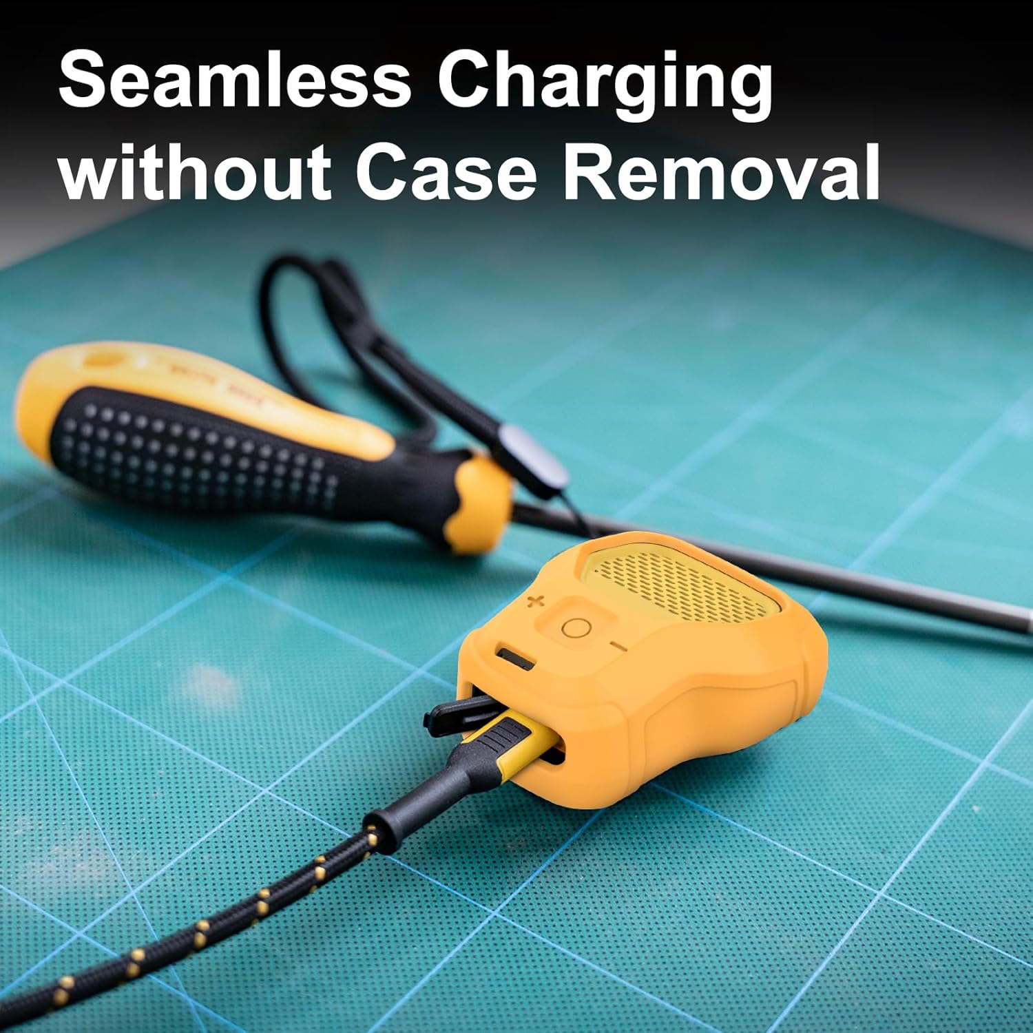 CYBERGUYS Silicone Case for DEWALT Wearable Bluetooth Speaker, Durable Shock-Proof Non-Slip Protective Cover for DEWALT Mini Speaker w/Lanyard, Small Lightweight & Easy-to-Install Sleeve, Yellow - Image 8