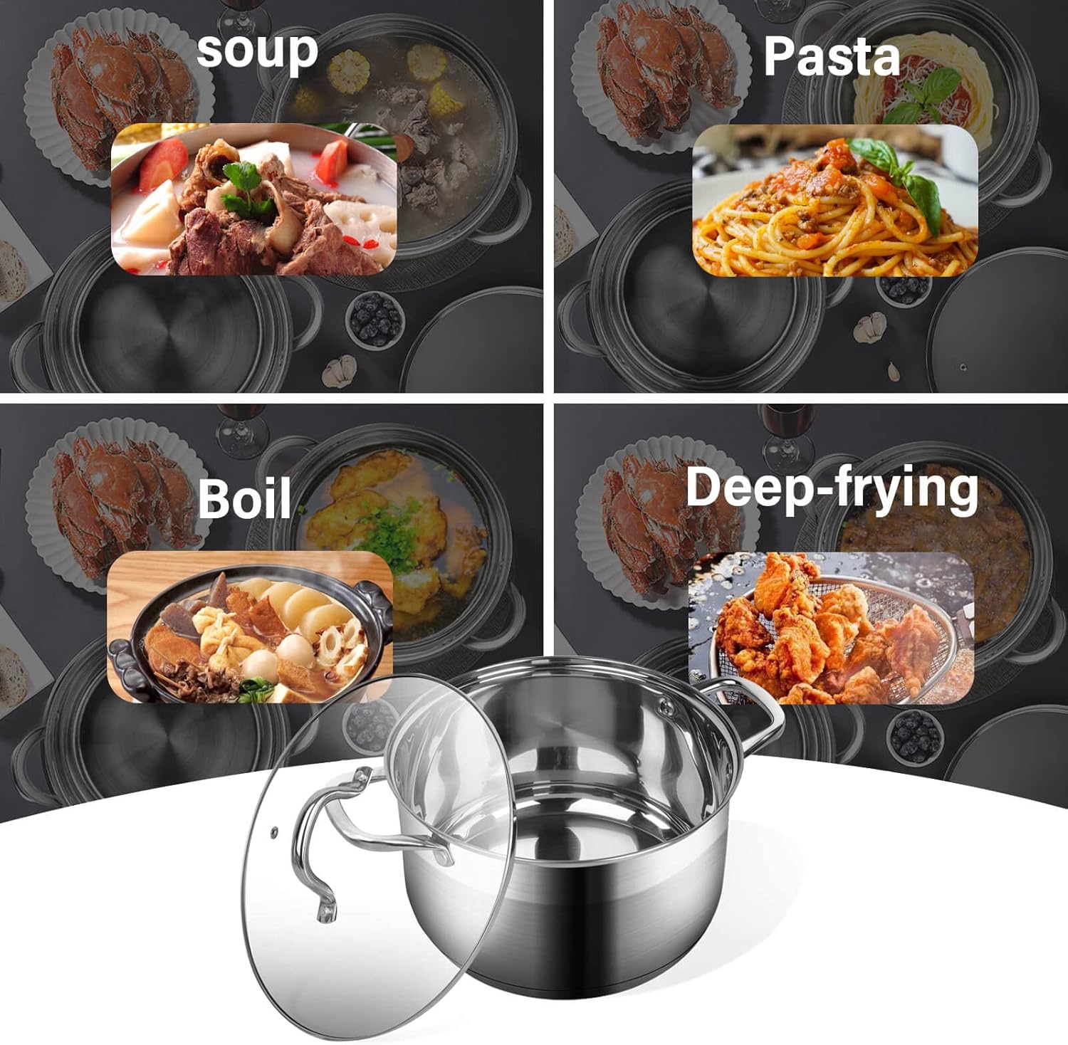 10-Quart Stainless Steel Soup Pot with Lid – Large Stockpot for Pasta, Boiling, and Soup Making – Induction Compatible, Dishwasher Safe – Heavy Duty Kitchen Cookware - Image 7