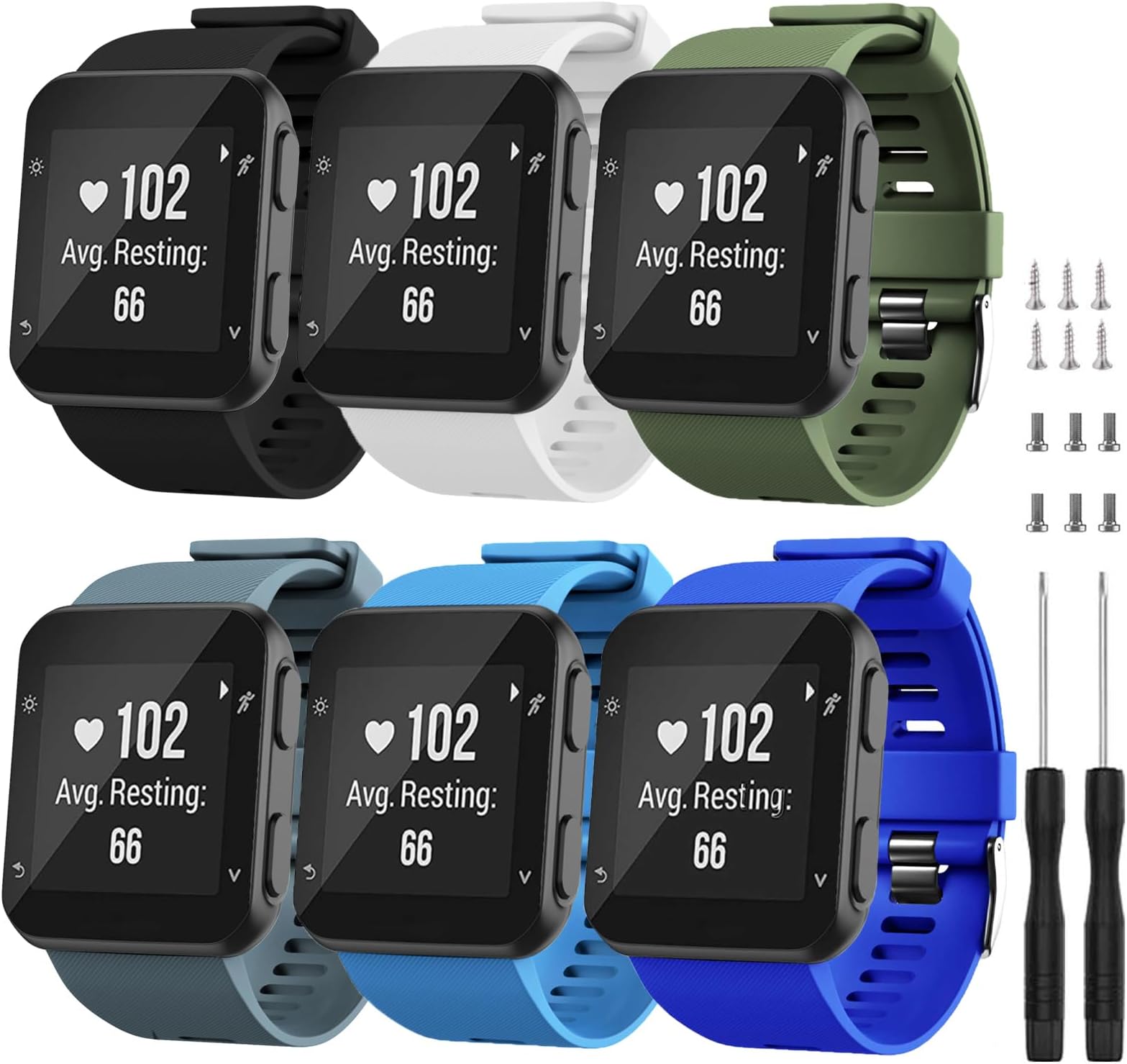 TopPerfekt Watch Band for Garmin Forerunner 35, Soft Silicone Replacement Strap Compatible with Forerunner 35 Smart Watch, Fit 5.11-9.05 Inch (130-230 mm) Wrist